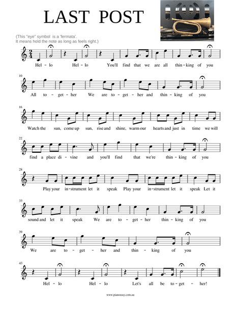 Last Post With Lyrics By A Pearton Sheet Music For Trumpet In C
