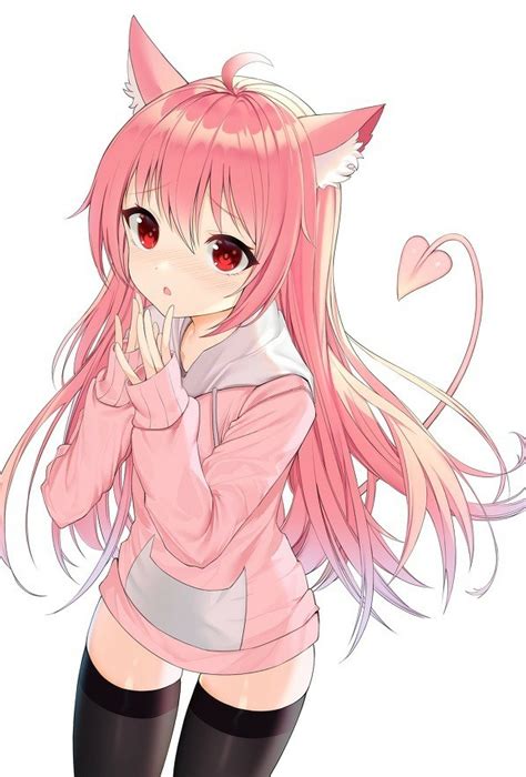 Cute Pink Anime Cat Girl