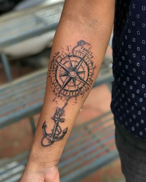 Top 122 Anchor Compass Tattoo Design