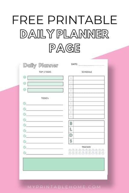 Printable Daily Planner Page My Printable Home