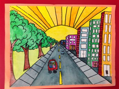 One Teachers Adventures One Point Perspective Art Project Grade 4