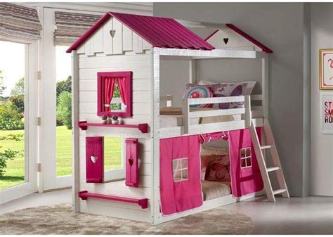 Sweetheart Twin Over Twin Bunk Bed With Tent Kit In Whitepink Cool