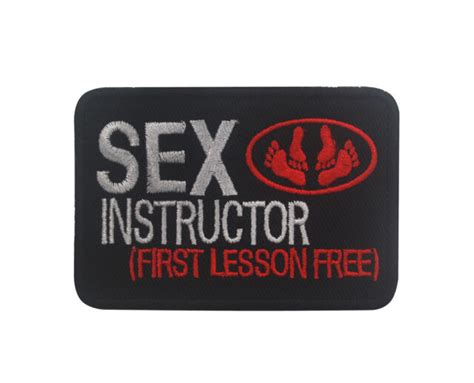 Sex Instructor First Lesson Free Morale Hook Patch Embroidered Badge Dark Red Ebay