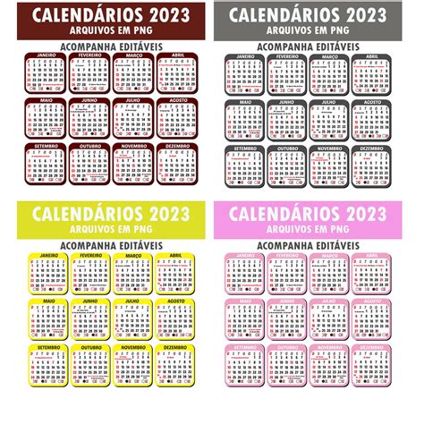 Base Calendários 2023 Png Corel Calendário Editável Elo7