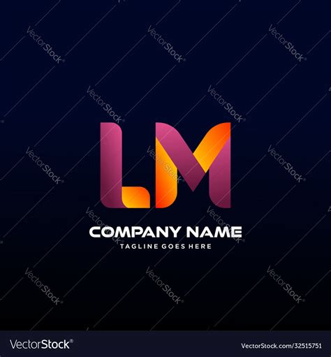 Letter Lm Initial Logo With Colorful Royalty Free Vector