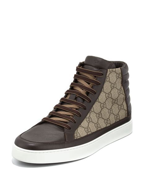Gucci Gg Supreme Canvas High Top Sneaker Brown Neiman Marcus
