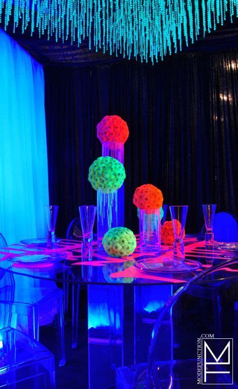 Neon Centerpieces White Neon Table Prom Table Center Pieces
