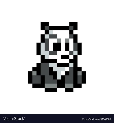 Pixel Art 8 Bit Style Cute Panda Royalty Free Vector Image