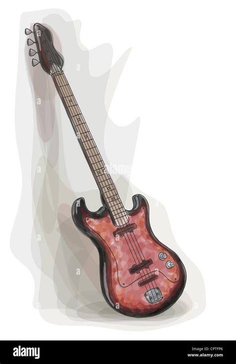 Bass Electric Guitar Watercolor Style Vector Illustration Stock Photo