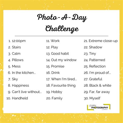 30 Day Photo Challenge Learn Photography Company