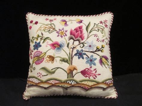 Vintage Crewel Embroidered Pillow By Thekitchendrawer On Etsy