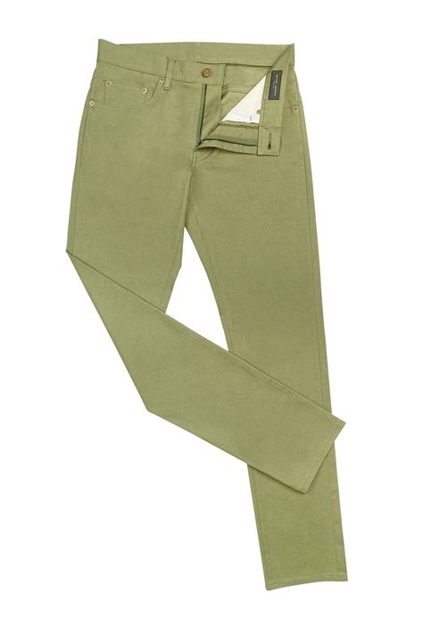 Olive Green Stretch Cotton Jeans