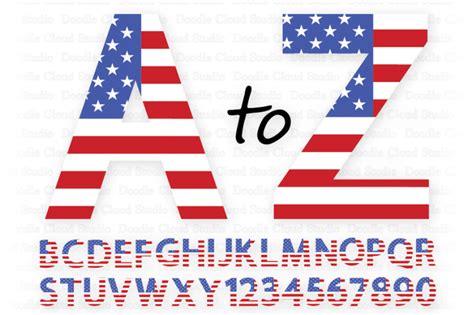Usa Flag Alphabet And Numbers Svg 4th Of July Letters By Doodle Cloud