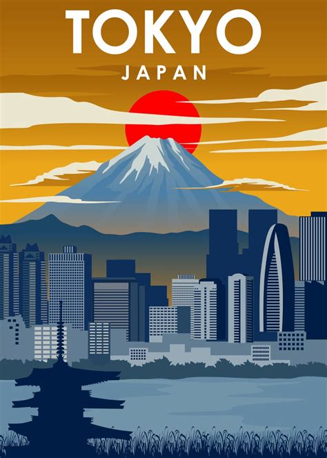 Tokyo Japan Travel Poster Poster Picture Metal Print Paint By Jorn