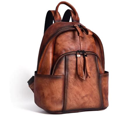 Designer Ladies Small Brown Leather Backpack Purse Bag Backpacks For W