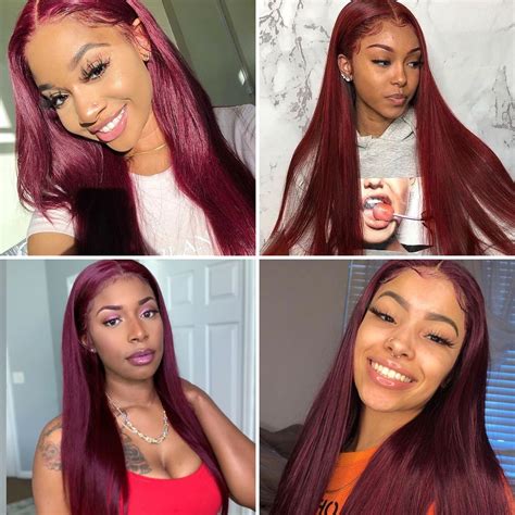 99j Color Burgundy Straight Hair 5×5 Lace Closure Wig Tinashehair