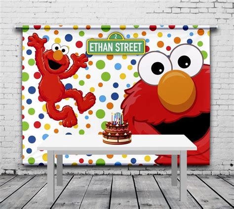 Elmo Sesame Street Birthday Backdrop Elmos World Personalized