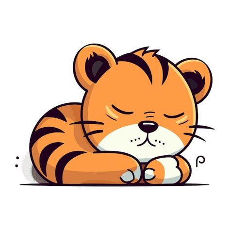 Premium Vector Cute Cartoon Tiger Sleeping Vector Illustration