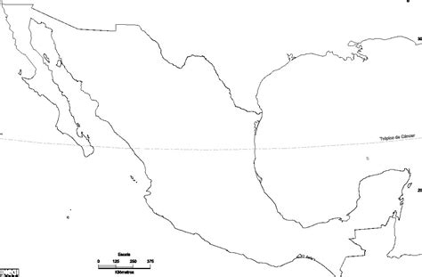 Mapa de México sin división política Mapa de México