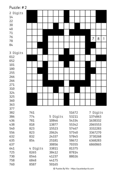 Number Crossword Puzzles Printable Fill In Puzzles Crossword Puzzles