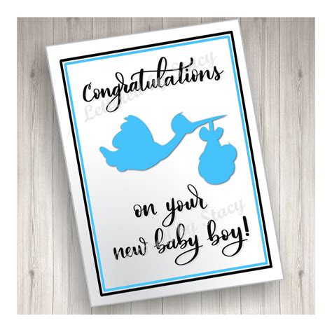 New Baby Card Congratulations On Your New Baby Boy With Blue Etsy