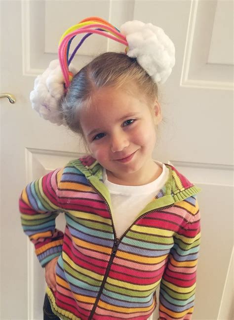 Whether for crazy hair day or christmas, that red nose will make your daughter stand out. Rainbow Hair for Crazy Hair Day at School # ...