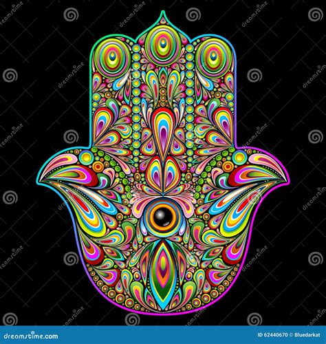 Hamsa Hand Psychedelic Art Stock Vector Illustration Of Hand 62440670