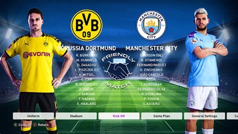Manchester city enter the quarter finals stage of the competition as they face a tough dortmund side. Manchester City vs Borussia Dortmund - PES 2020 - YouTube