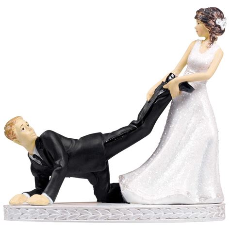 Buy Wedding Cake Topper Bride And Groom Figurines Funny Leg Puller
