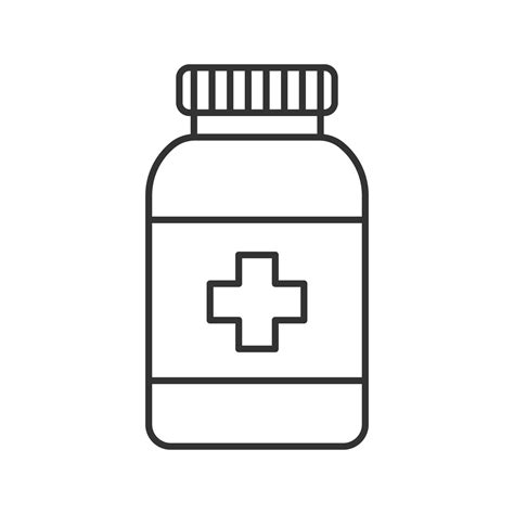 Prescription Pills Bottle Linear Icon Thin Line Illustration