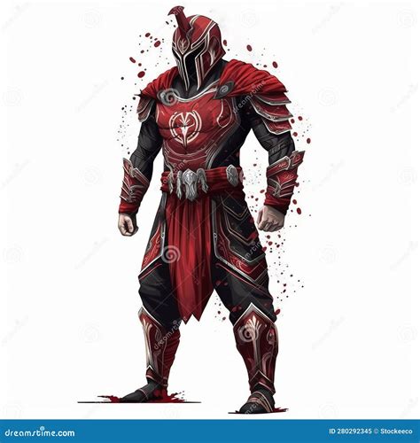 Fantasy Artwork Unique Character Design In Red And Black Armour Stock