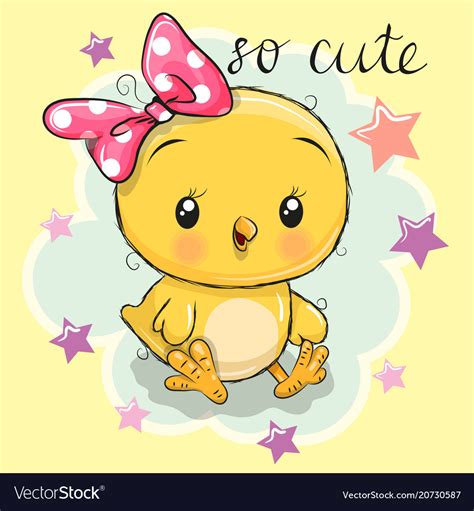 Cute Chicken Girl On A Yellow Background Vector Image