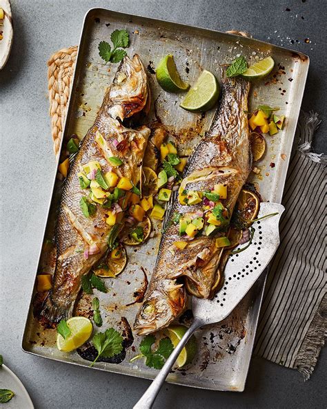 Whole Sea Bass With Mango Salsa Delicious Magazine