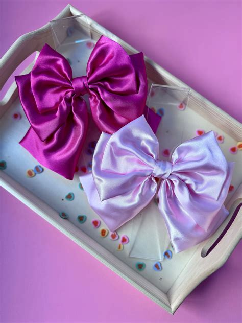 Pink Satin Hair Bow Hearts Bows Valentines Day Hair Bows Large Hair Bows For Girls Fabric