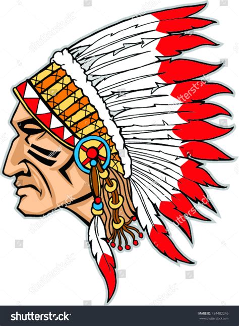Indian Head Mascot Native American Indian стоковая векторная графика