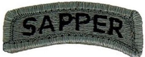 Us Army Sapper Tab Rocker Patch Acu Grey Gray Hook Loop Backing