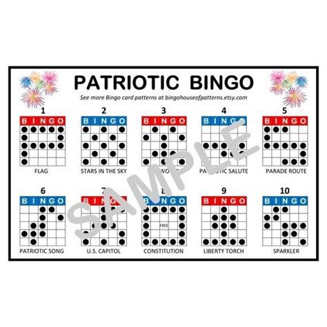 Patriotic Holiday Bingo Card Patterns For Really Fun Bingo Games