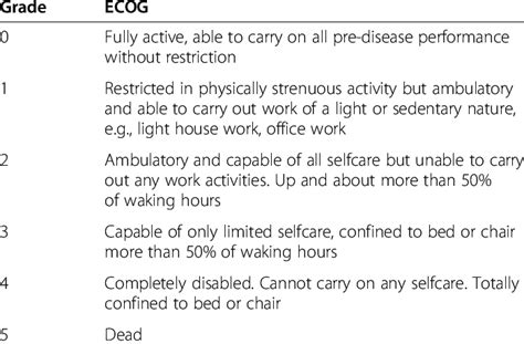 Ecog Performance Status Scale