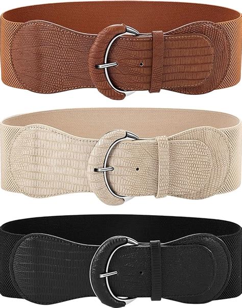 satinior 3 pieces wide women waist belt stretchy cinch belt leather elastic belt for ladies