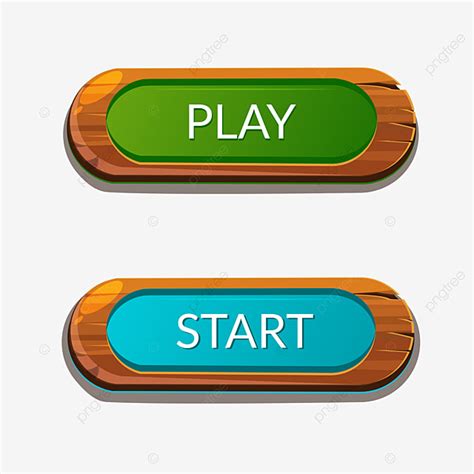 Start Button Clipart Vector Wooden Gaming Play Start Button For Ui