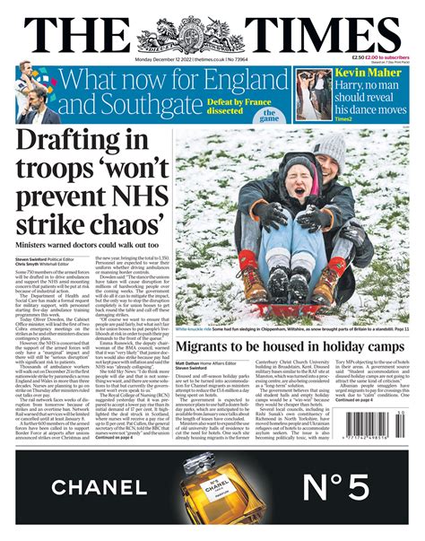 Times Front Page 12th Of December 2022 Tomorrows Papers Today