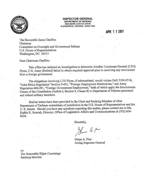 Heres The Letter From The Inspector General Announcing A New