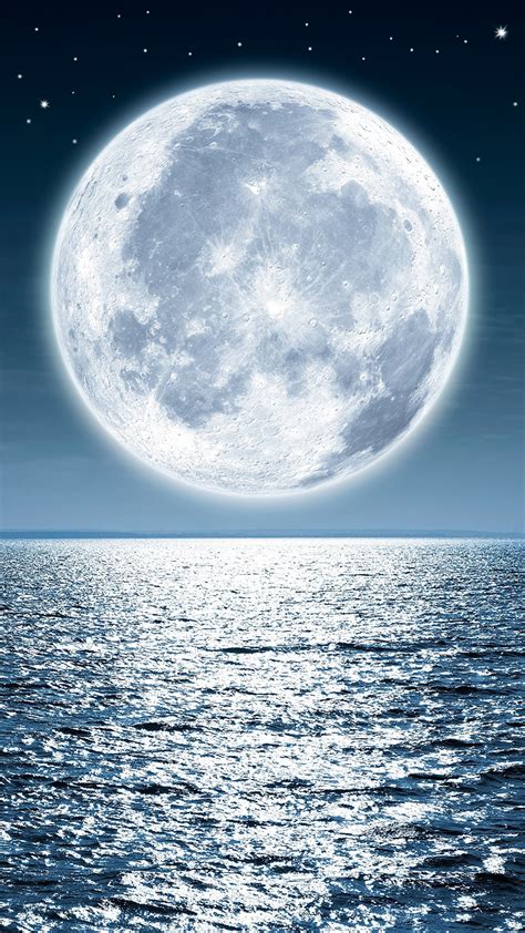 Картинки Море Природа Луна Ночь Горизонт 1080x1920
