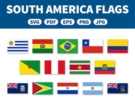 Flags Of South America Collection Pack Svg Pdf Eps Png Etsy