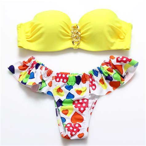 Bandea 2017 New Sexy Push Up Bikinis Heart Print Swimwear Women Tube