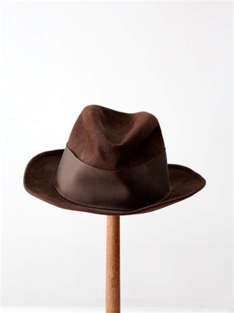 Vintage 60s Stetson Fedora Brown Suede Hat Etsy