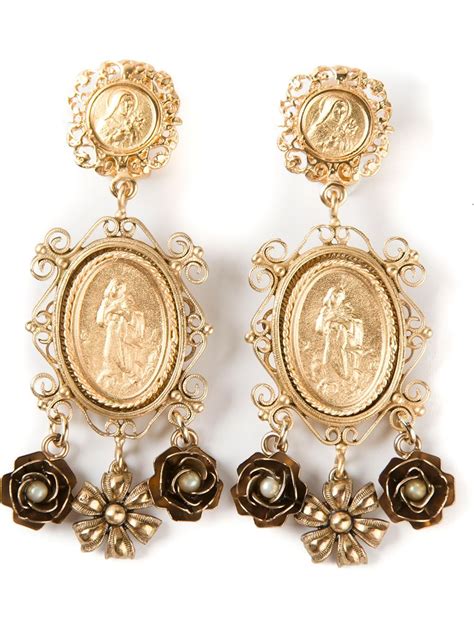 Lyst Dolce And Gabbana Madonna Earrings In Metallic