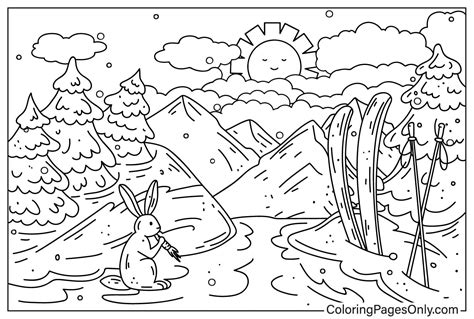 Warm Winter Scene Coloring Page Free Printable Coloring Pages
