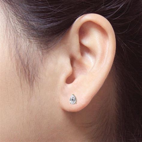 Natural Diamond Stud Earrings Pear 0 62 Ct Tw G H SI1 14K Yellow