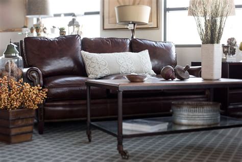 What makes sectional sofas extra tricky is finding a coffee table that fits nicely into that little nook of space in front. Rich chocolate brown leather sofa and industrial coffee table on casters. Sold exclusively at ...